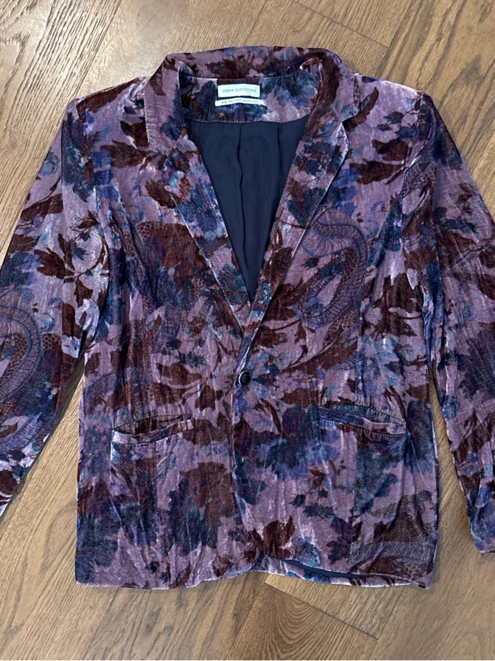 Urban Outfitters Purple Floral Velvet Blazer
